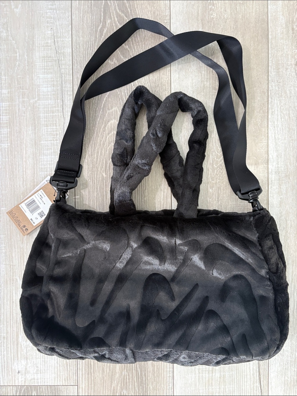 Nike Black Faux-Fur Shoulder Bag with Detachable Strap - Picture 2 of 8